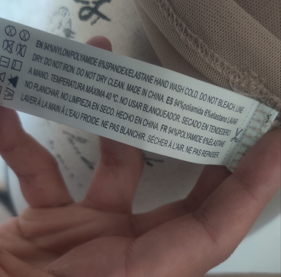 Forever 21 Nude Beige Mesh Sheer Long-Sleeve Scoop Neck Top Festival Grunge_smal - Picture 5 of 9